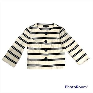 Anne Klein Women's Cropped Size 6 Striped, Light cream almost white and black